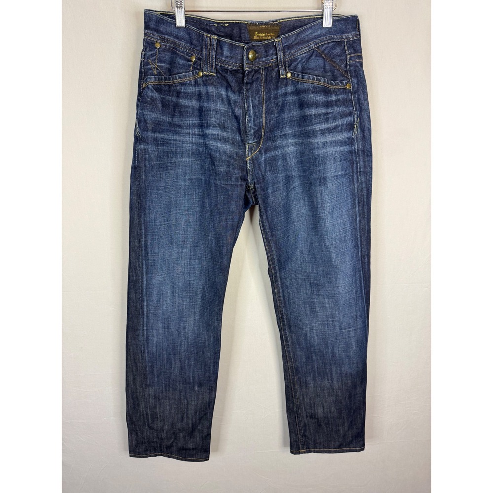 Brown Label Eastside Men 34X31 Slim Fit Straight Leg Jeans Cagney Wash‎ Low Rise